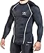 Mava Sports Compression Long Sleeve for Men, Baselayer Athletic Workout T-Shirts for Fitness, Running and Gym Workout (Black & Silver, Medium)