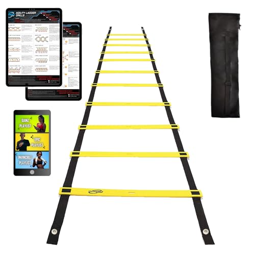 Invincible Fitness Agility Ladder Training Equipment Set Improves  Coordination Speed Power and Strength Includes a 20ft Agility Ladder,  Adjustable