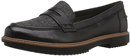 Clarks Women's Raisie Eletta Penny Loafer, Black Tweed Combi, 8.5 M US