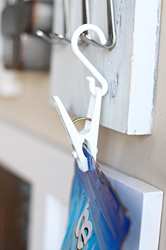 MiniOwls Multipurpose Clips Set of 10 Super Strong White Laundry Pins With Hooks. Great for Toy Chains & as Wardrobe Organizer. 3% is Donated to Autism Society - Thumbnail 5