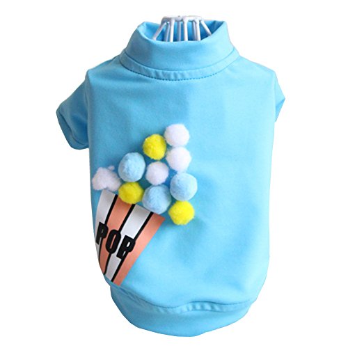 Zerotone Summer Spring Cute Candy Color T-shirt Decorated with Colorful Pompons for Small Pet Dog Cat 4 Colors XS-XL
