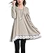 Sanifer Women's Lace Long Sleeve Tops Long Tunic Blouses Shirts for Leggings Dresses(Medium, Khaki)