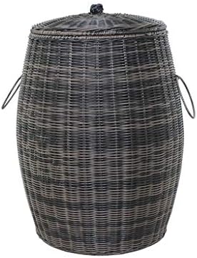PE Imitation Rattan Hand-Woven Laundry Baskets Hampers Bathroom Bins Dirty Clothes Storage Organizer with Lid