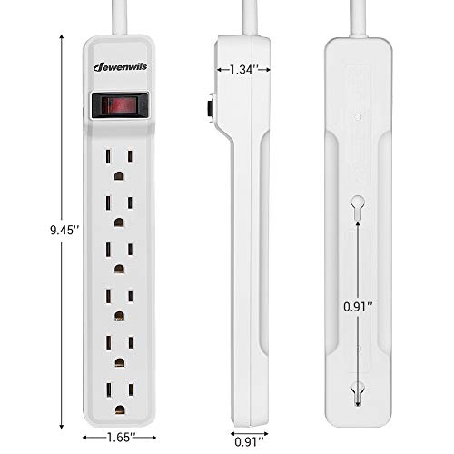 DEWENWILS 2Pack 6Outlet Power Strip Surge Protector with 6Ft Long