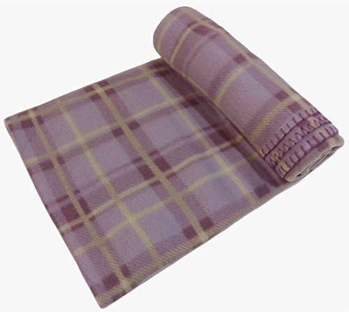 HEATHER LILAC SOFT TARTAN HIGHLAND CHECK FLEECE THROW BLANKET 120 X 150CM