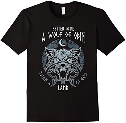 Mens Better to be A Wolf of Odin Than A Lamb Of God Shirt Large Black