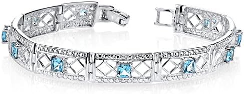 London Blue Topaz Bracelet Sterling Silver 4.00 Carats Victorian Style