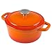 Zelancio 3 Quart Cast Iron Enamel Covered Dutch Oven Cooking Dish with Lid (Tangerine Orange)