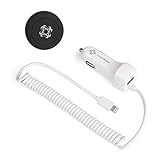 iPhone 6s Car Charger + Car Mount, ProtonPlanet Lightning Coiled Car Charger Adapter for iPhone 6/6s 6s Plus White