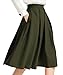 Yige Women's High Waisted A line Skirt Skater Pleated Full Midi Skirt Green US8
