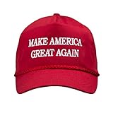 MAKE AMERICA GREAT AGAIN! - Trump 2016 Adjustable Cap with Rope Front, Beautiful Embroidered Text (Red)