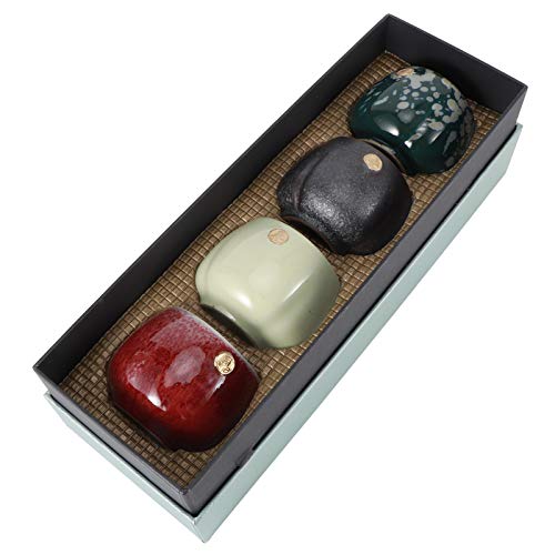 HERCHR 4-teiliger Satz Keramikbecher, Japanische Teetasse-Geschenk-Setï¼Keramik-Teetassenset, Retro-Tee-Becher in Der Chinesischen/japanischen Kung-Fu-Teehitze-Sake-Becher, Sake Cups Teetassen – Bild 7