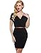 Meaneor Women's Deep V Neck Short Sleeve Sexy Slim Bodycon Dress with Belt