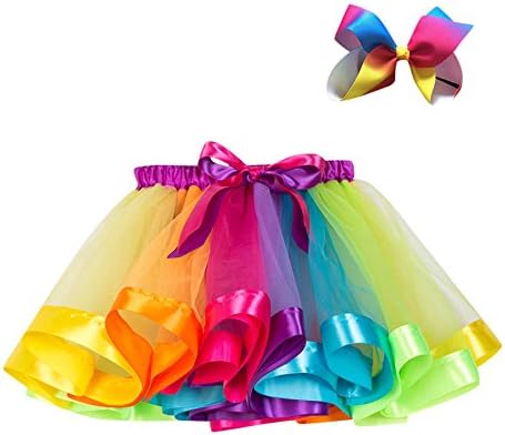 Sumen Baby Girls Princess Elastic Waist Rainbow Ballet Tutu Skirt Birthday Party Costume