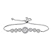 WeimanJewelry Round Cut CZ Cubic Zirconia Crystal Bridal Adjustable Chain Bracelet for Women (Silver)