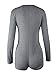 Moxeay Women's Sexy Onesie Deep V Neck Shorts Long Sleeve Knitted Button Down One Piece Bodysuit Bodycon Rompers Overall(S, Grey)