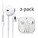 2-PACK Premium Earphones/Earbuds/Headphones with Stereo Mic&Remote Control for iPhone iPad iPod Samsung Galaxy and More Android Smartphones Compatible With 3.5 mm Headphone WHITE