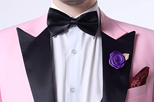 Botong Men's 3 PC Pink Notch Lapel Wedding Suits Slim Fit Groom Tuxedos Prom Suits Casual Suit Pink 34 Chest / 28 Waist