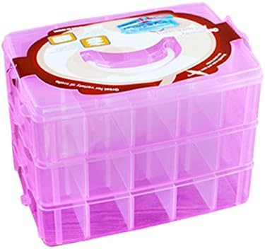 Badou 30 Grid Clear Plastic Adjustable Craft Beads Jewelry Sewing Storage Box Case Organizer Container Divider Portable Electronics Parts Gadgets Accessories Tool Storage Box (Hot Pink)