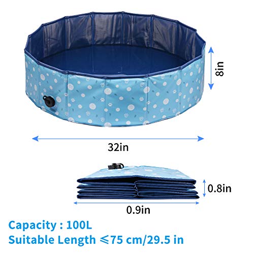 Delicacy Foldable Dog Pool, PVC Collapsible Dogs Pet Kiddie Bath Pool Swimming Pool,Bathing Tub for Dogs Cats and Kids-Blue