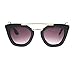 Womens Squared Double Metal Bridge Thick Plastic Cat Eye Sunglasses