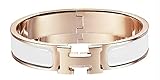 Z.RACLOE 12MM H Buckle Bangle Bracelets for Women Rosegold/White