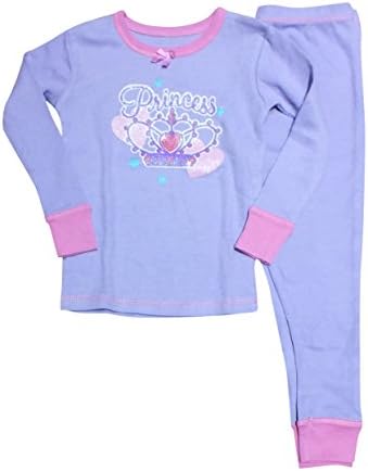 Imaginations Little Girl's Glittery Princess Crown Long Sleeve Pajamas 3T Pink/Violet
