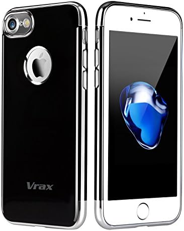 iPhone 7 Case, Vrax Shockproof Ultra Slim Fit Silicone iPhone 7 Cover, TPU Soft Gel Rubber Cover Shock Resistance Protective Back Bumper for iPhone 7 (Silver &amp; Black)