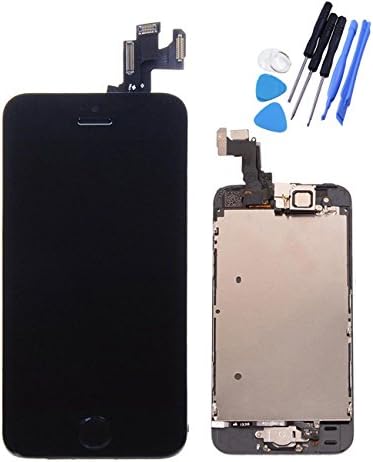 Huashe iPhone 5S LCD Kits Pre-assembled Replacement Touch Screen Digitizer + LCD Display &amp; LCD Shield Plate + Spares Parts (Front Camera + Home Button + Earpiece Speaker) (Black)