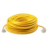 ClearMax 100 Feet Outdoor Extension Cord 3 Prong Grounded Cable Heavy Duty Weatherproof Vinyl Jacket, 16AWG,10 Amps, 1250 Watts, 125 Volts AC Power Cable Cords