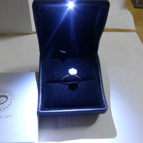 Dealimax Â® Black PU Leather with LED Jewelry Gift Box Case for engagement ring, Ring Earring Pendant & Outer box