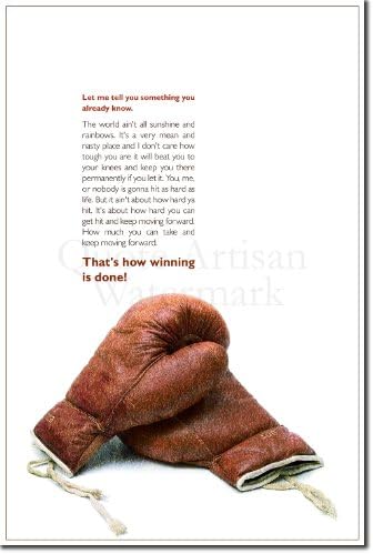 Boxing Art Print "KEEP MOVING FORWARD" Photo Poster Unique Gift Motivational Quote Rocky Motivation Inspiration Fighting - Size: 18 x 12 Inches