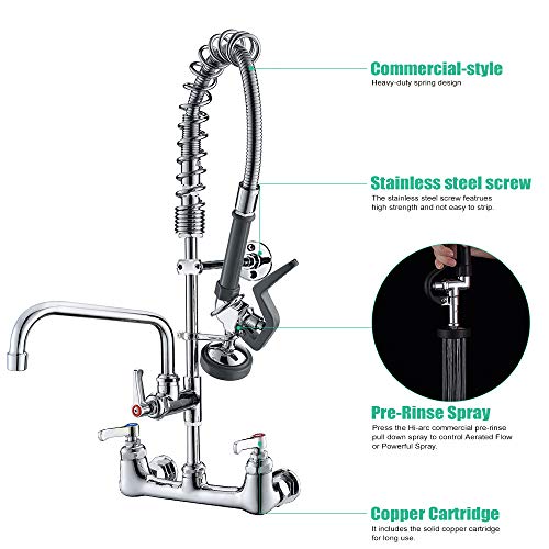 Imlezon Commercial Wall Mount Kitchen Sink Faucet Brass