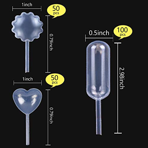 200Pcs Cupcake Pipettes 4ml Plastic Squeeze Transfer Pipettes for Strawberries Chocolate Ice Cream Mini Dropper Heart Flowers Standard