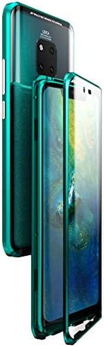 360° Full Body Case for Huawei Mate 20 Pro,[Front and Back of Clear Protective Touchable Strong HD Tempered Glass] with Built-in Screen Protector Magnetic Adsorption Metal Protection Cover(Green)
