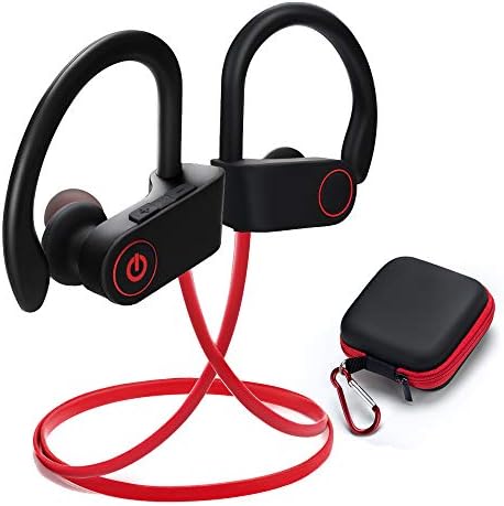 Wireless Sports Earphones Mic IPX7 WateWireless Sports Earphones Mic IPX7 Waterproof HD Stereo Sweatproof Earbuds Gym Running Workout 8 Hour Battery Noise Cancelling Headphones (red)