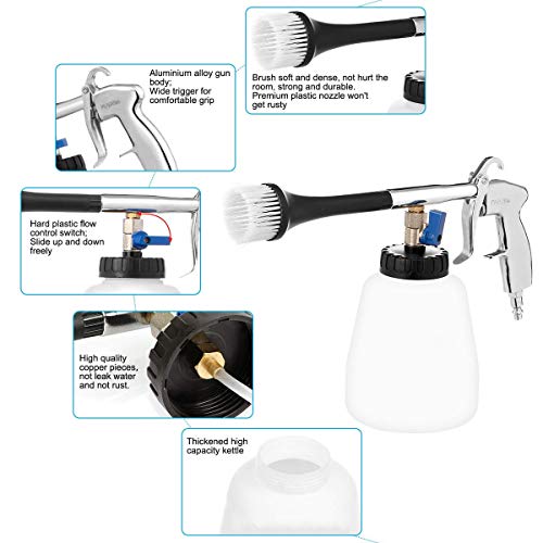 bopopo High Pressure Car Cleaning Gun, Car Interior Care Gun, Jet Power Washer,Automotive Air Pulse Wash Kit - Car Cleaning Foam Gun with 1L Bottle, Spray Nozzle Car Wash Gun Foam Lance(US Edition) - Thumbnail 4