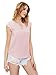 MakeMeChic Women's Casual Plain Scallop Cutout Cap Sleeve Blouse Top Pink Large