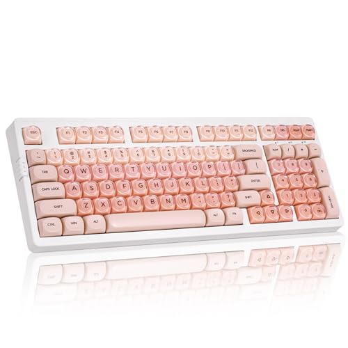 ZORNHER ZH980 Foundation Mechanische Tastatur, 95 % Rosa Cremige Tastatur mit Nummernblock, Volle Größe Mädchen-Gaming-Tastatur Niedlich, Jelly MOA Ru