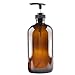 Glass Bottle Bottles with Plastic Pump. Eco-friendly 16oz 16 oz Refillable Bottle for Cooking Sauces,Essential Oils,Lotions,Organic Beauty Products (Amber - 2 pack)