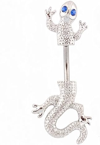 WOWOHE 14g Blue Eyes Lizard Belly Button Rings Navel Ring Body Piercing Jewelry