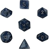 Chessex Dice: Polyhedral 7-Die Phantom Dice Set - Black w/silver