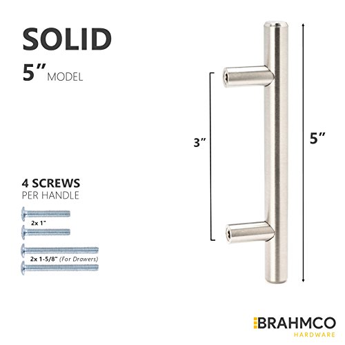 2 SOLID+Brushed+Nickel+Cabinet+Pulls