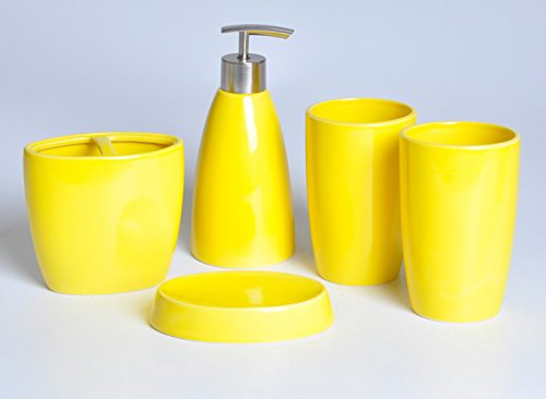 YOURNELOLovely Macaron Bathroom Accessories Set of 5 Pcs (Yellow)