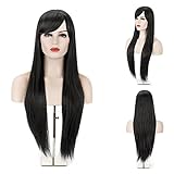 MelodySusie Black Long Straight Wig - Fashionable Women Long Straight Wig with Free Wig Cap and Wig Comb (Black)