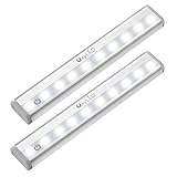 OxyLED Closet Lights,Touch Light,10 LED Dimmable Touch Tap Light,Stick-on Anywhere Push Light,Cordless Touch Sensor LED Night Light,Stair Lights,Safe Light with Magnetic Strip(2 Pack,Battery Operated)