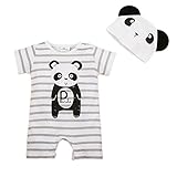 Bebone Baby Infat Toddler Cotton Animal Cartoon Romper Jumpsuit with Hat (3-6M, Panda)
