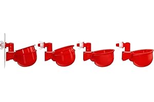 RentACoop DIY Waterer Kit - Auto-Fill Cups with Inserts - Great for Chickens, Ducks, Geese, Turkeys, Peafowl, and Quail - 4 Pack + 1 Bonus Cup Included (Red, Pack of 4)