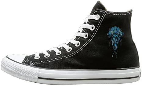Tracy Cool Jelly Jellyfish Pattern Comfortable Unisex Flat Canvas High Top Sneaker 38 Black