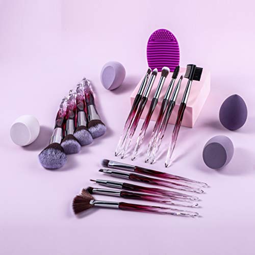 XMOSNZ Makeup Brushes 15pcs Premium Synthetic Bristles Crystal Handle Set Eyeshadow Brush Face Lip Eye Make Up Brush… - Image 3